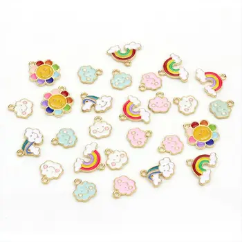 

27Pcs/Set Assorted Alloy Enamel Rainbow Clouds Flower Pendant Charms for DIY Necklace Bracelet Earrings Jewelry Making Accessory