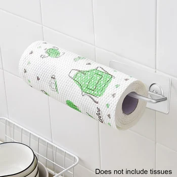 

Wall Mounted Home Kitchen Roll Rack Stainless Steel Toilet Anti Rust Easy Install Under Cabinet With Adhesive Paper Towel Holder
