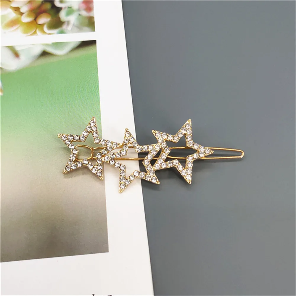 1PC New Shining LOVE Triangle Star Hairpins Diamond Barrette Hair Clips For Girls Styling Tool Hairgrip Women Hair Accessories (5)