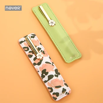 

Never Leopard Grain Korean Signature Pen Gel Pens with Faxu Leather Pencil Bag School Office Writing Supplies Gift Stationery