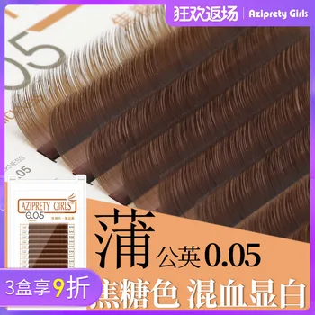 

Graft Eyelashes Caramel 0.05 Chunky Dandelion Hair-Single-Flowering Grafting Dark Coffee Color Planting False Eyelashes