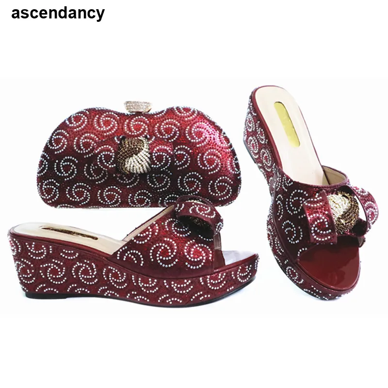 

African Shoes and Matching Bags Italian Summer High Heeled Shoes for Women Sales In Women Matching Shoes and Bag Set Slip-On