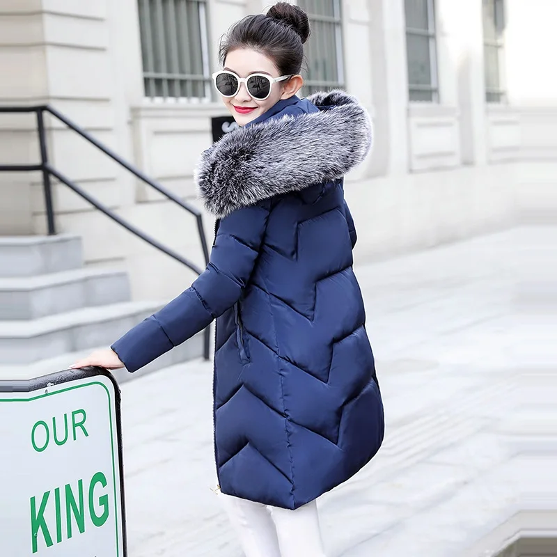Женское зимнее пальто размера плюс S-6XL с воротником из искусственного меха, Женская парка, длинная верхняя одежда, теплый пуховик, зимняя куртка, Женское пальто, новинка