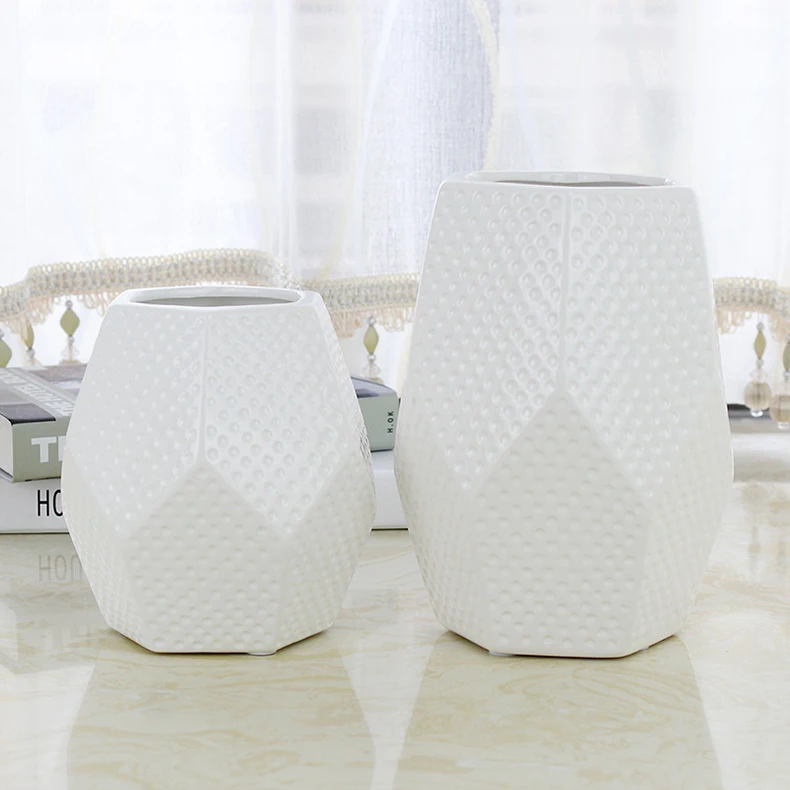 Creative Multi-faceted Geometric Vase Ceramic Flower Pot Flower Basket Flower Vase Decoration Home Nordic Decoration