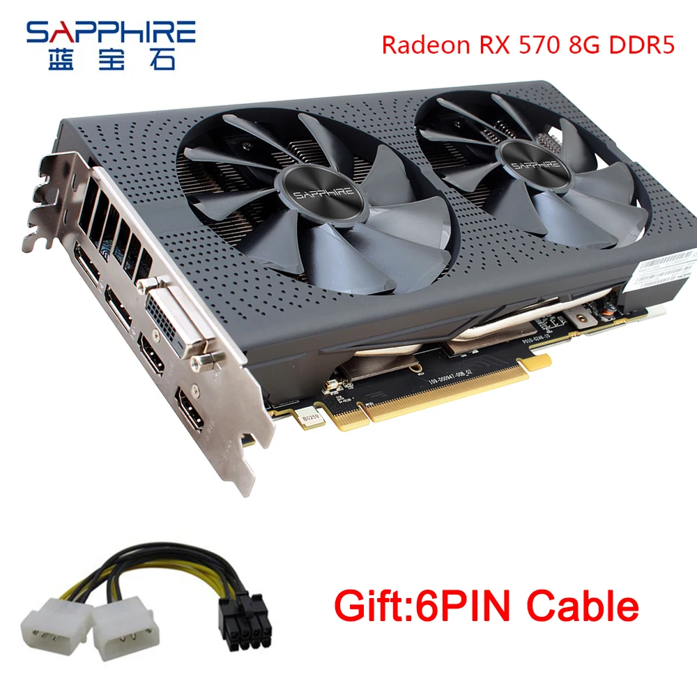 

SAPPHIRE AMD Radeon RX570 8GB Graphics Cards Gaming PC Used Card Video Card GDDR5 AMD 256bit PCI Express 3.0 Desktop For Gamer