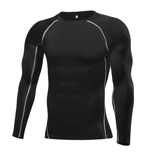 Men Compression Running T Shirt Fitness Tight Long Sleeve Sport tshirt Training Jogging Shirts Gym Sportswear Quick Dry rashgard L-03