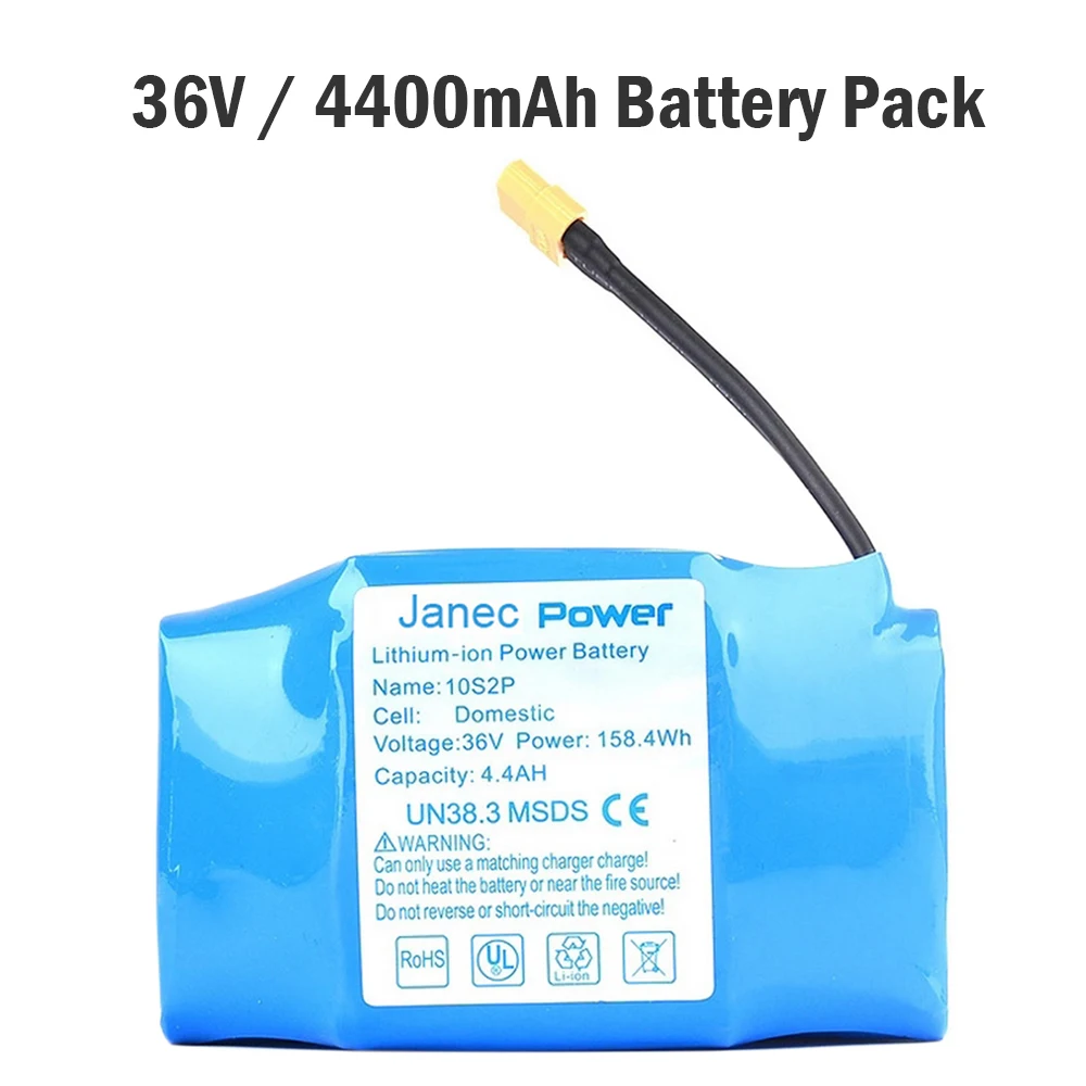 36V 4400mAh Lithium Battery Pack Replacement Rechargeable Batteries Compatible with Electric Self-balancing Scooter Ebike