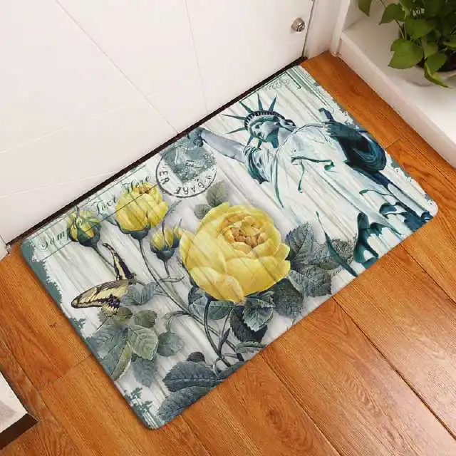 CAMMITEVER Vintage Floral Famous Building Paris Tower Floor Rug Doormat Mat Kitchen Carpet Toilet Rug Porch Doormat - Цвет: 2159-6