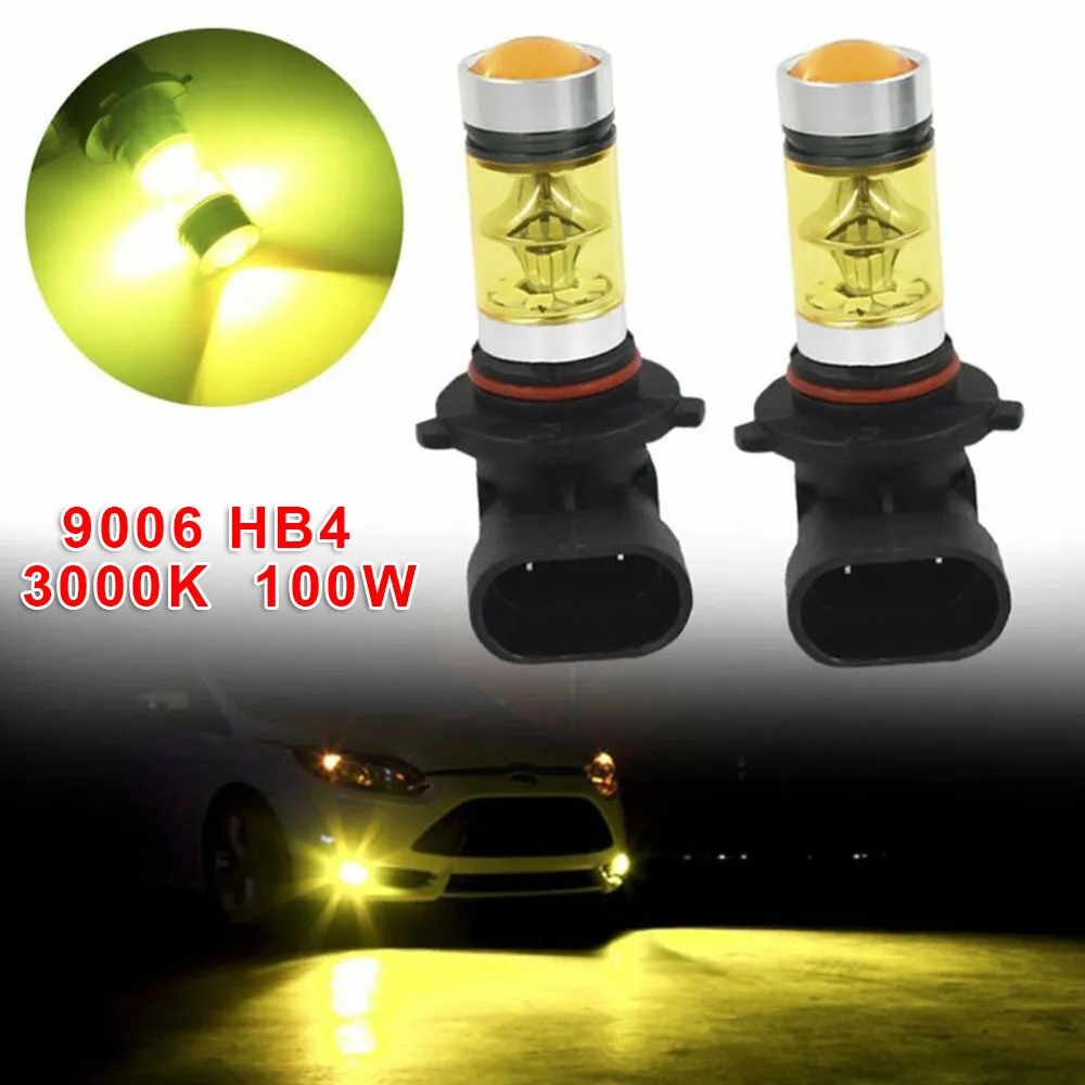 Продукт 12 V 1 пара 9006 HB4 3000K желтый светодиодный 100W супер яркий противотуманный светильник