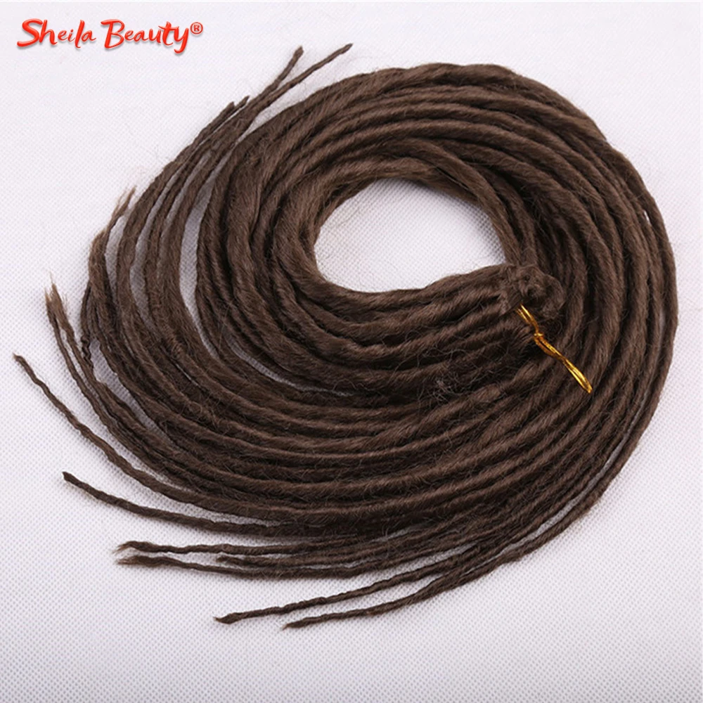 Soft Dreadlocks Synthetic Hair Extensions 22" Ombre Crochet Braids Single Twist Ends Dread Braiding Hair for Women Pink Brown 4