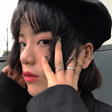 HZ новые Китая по оптовым ценам Винтаж металлических воздушных шаров с многослойным покрытием галстук-бабочка 6 шт./компл. модные кольца Прохладный золотого, серебряного цвета кольца для Для женщин и девочек