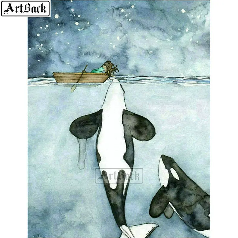 5d diy diamond painting whale abstract art full square / round resin mosaic sticker holiday gift | Дом и сад