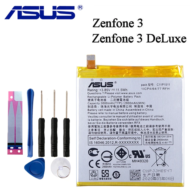 

Original ASUS High Capacity C11P1511 Battery For ASUS Zenfone3 Ze552kl Z012da Z012de 2900mAh Straight line