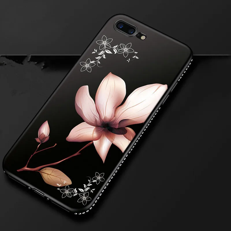 Алмазный цветочный чехол для Iphone 5 5S SE 6s 6 7 8 Plus противоударный ТПУ мягкий X XR XS Max 11