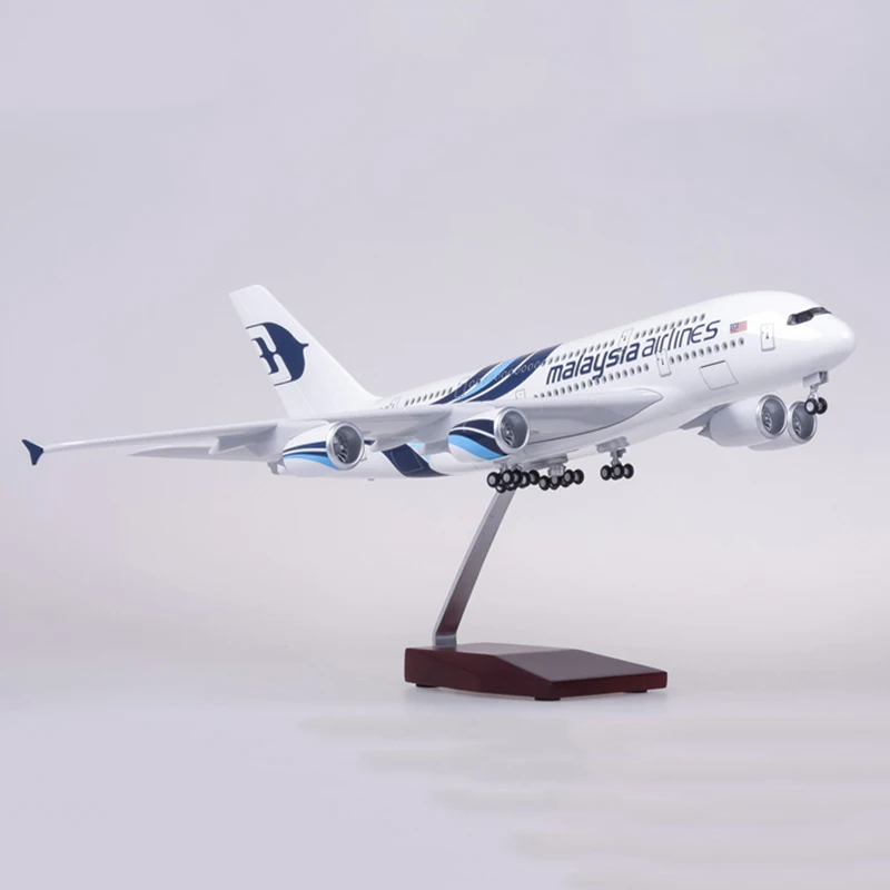 45,5 см 1/160 масштаб самолет Airbus A380 малайзийская авиакомпания Модель W светильник и колесо литой пластик Смола самолет для сбора