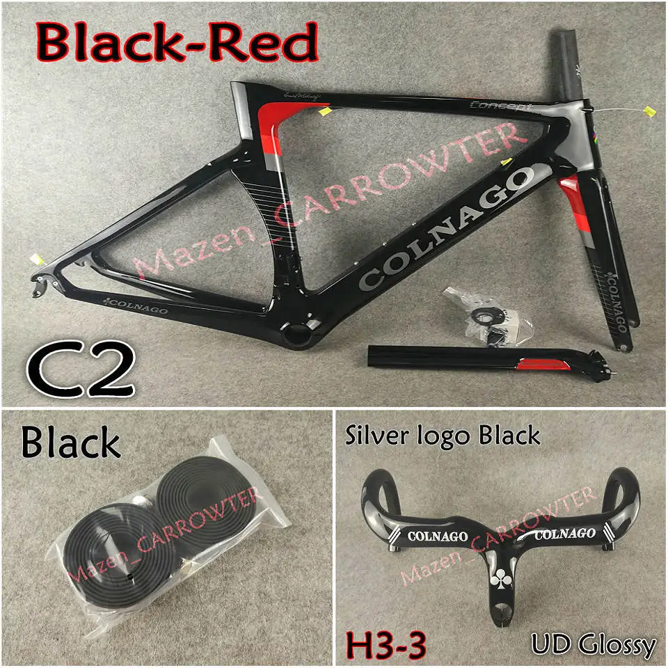 Черный, красный UD Colnago концепция карбоновые шоссейные рамы+ руль+ седло+ флягодержатель 50 мм карбоновые колеса с Новатек A271 концентраторы - Цвет: Package 5