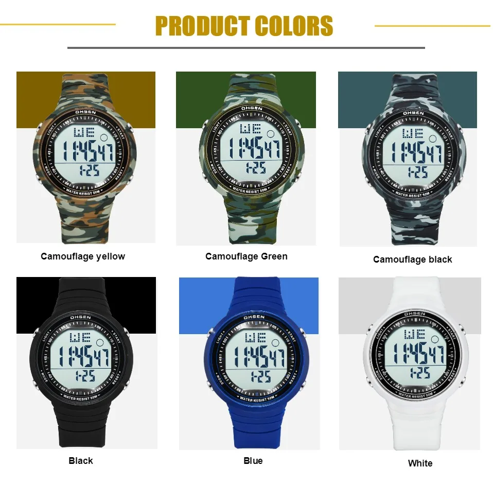 digital lcd para homens, 50m, pulseira de