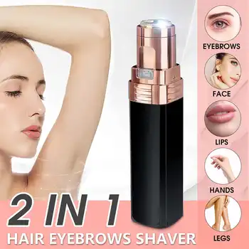 

2 in 1 Electric Epilator Body Facial Eyebrow Trimmer Painless Hair Remover LED Light Face Neck Leg Hair Removal Shavers Tool