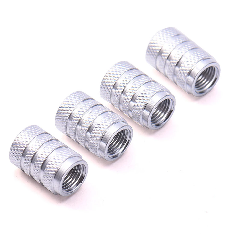 

4Pcs 22mm Chrome Car Wheel Tyre Valve Stems Air Dust Cover Screw Cap Aluminium Alloy Silver Car Decoration Accessories Universal