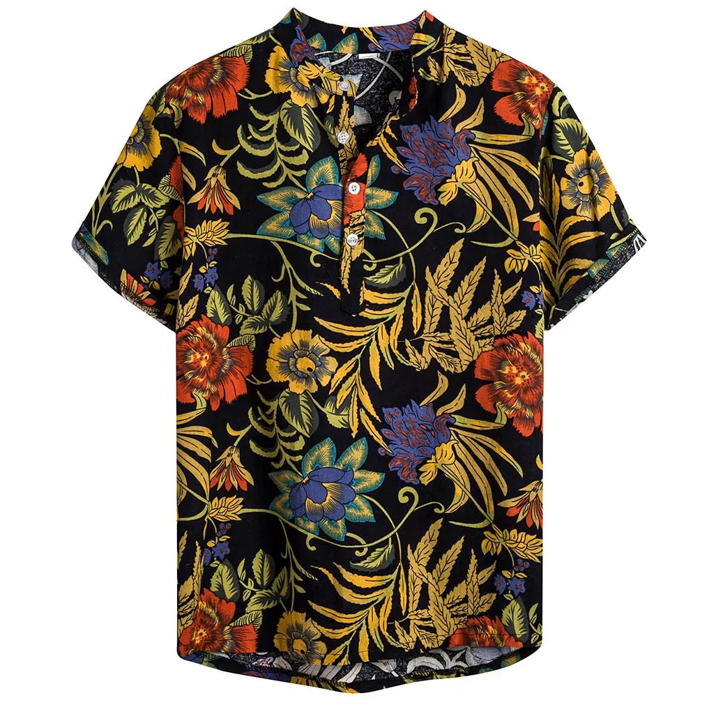 KLV, новинка, крутая Мужская одежда, мужская разноцветная, с нагрудным карманом, короткий рукав, круглый подол, свободные рубашки, блузка, Hauts pour hommes 9816 - Цвет: Yellow
