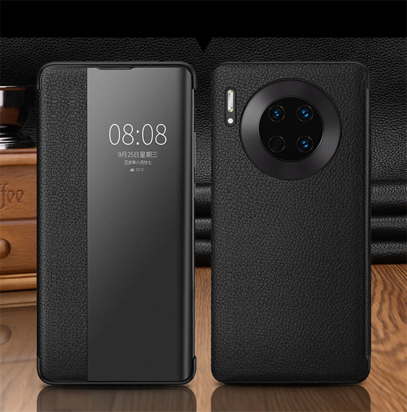 Роскошный Смарт-Чехол P30pro с откидной крышкой для huawei P30 P20 mate 30 20X5G 10 9 Pro Lite P10 Plus флип-чехол из натуральной кожи