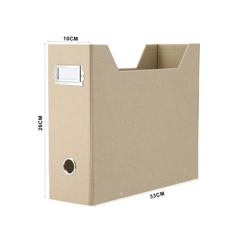 Makeasy Foldaway Magazine Organizer A4 서스펜션 파일 홀더 사무실 뉴스 종이 보관함 베이지 천연 종이 (4PCS)
