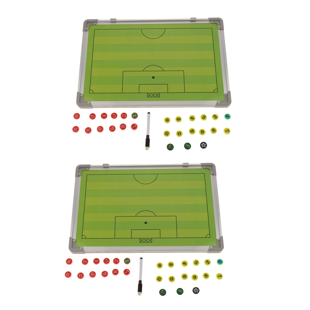 2 Set Premium Soccer Coaching Board, Football Magnetic Double-Sided Dry-Erase Clipboard with Magnets, Included Marker & Pen