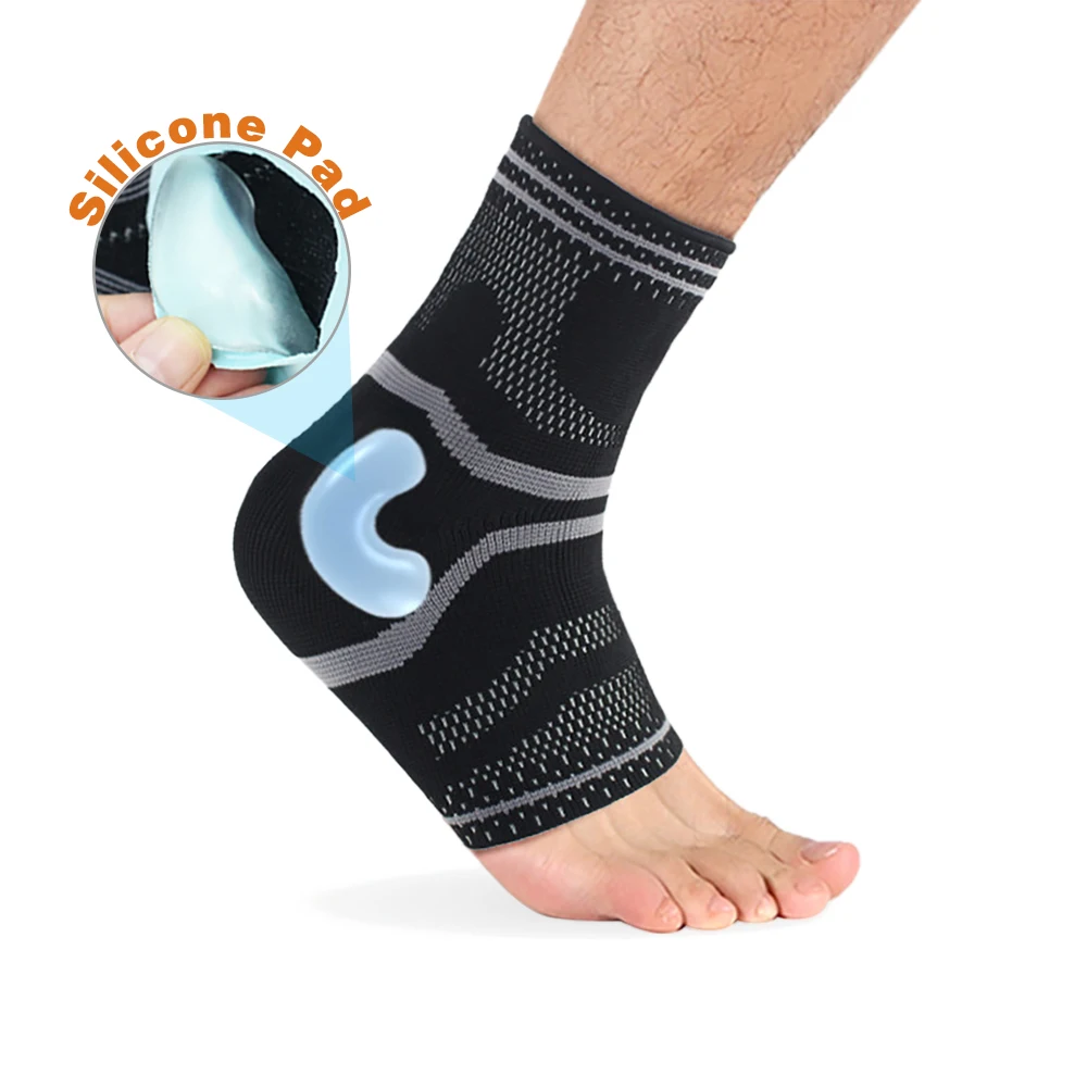 

1pc Ankle Support 3D Weaving Elastic Silicone Anti Slip Breathable Ankle Support Compression StrapTendon Brace Heel Protection