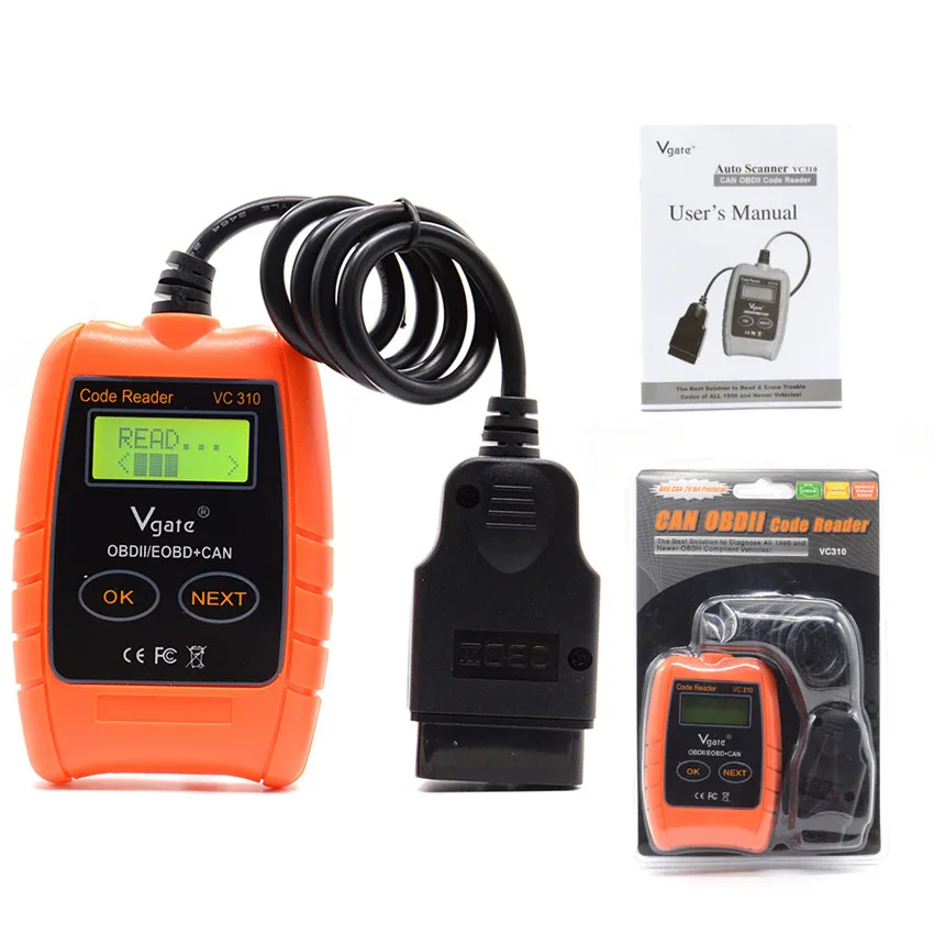 Acheheng Vgate Vc310 Compatto Universale Odb2 Errore Di Scansione Automatica Scanner Lettore Di Codici Strumento Diagnostico Per Auto-Arancione