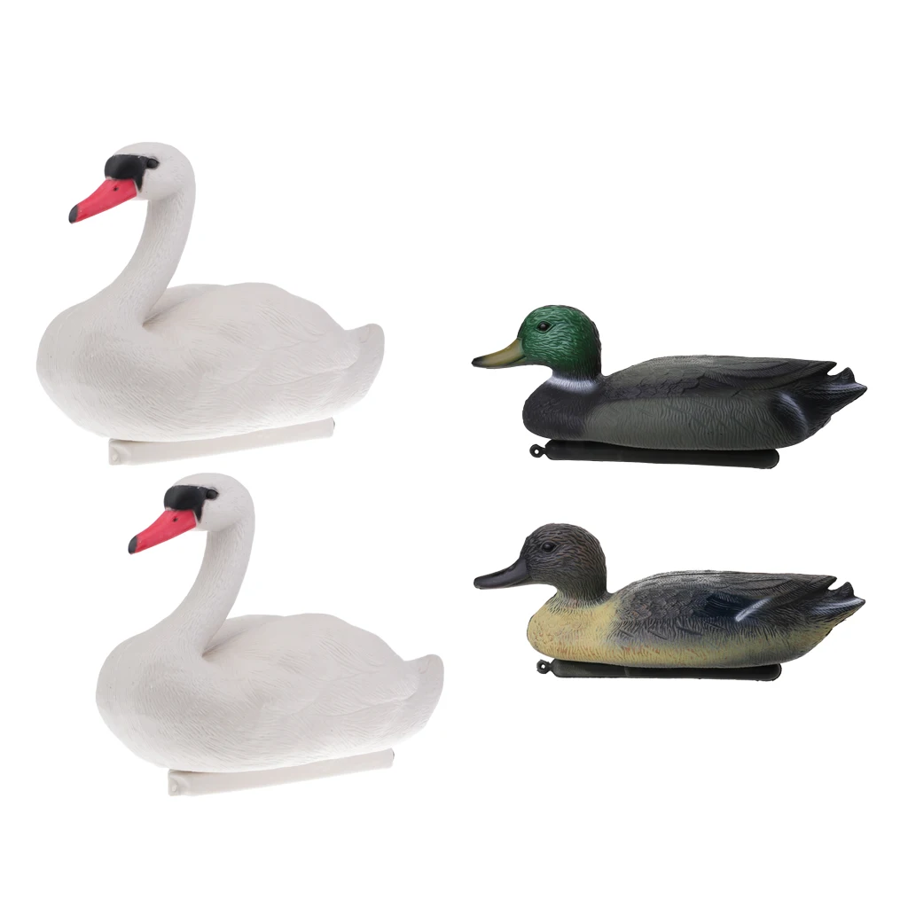 4PCS Simulated 3D Lifelike Duck Decoy + Goose Decoy, Plastic Floating Decoying, Lifelike