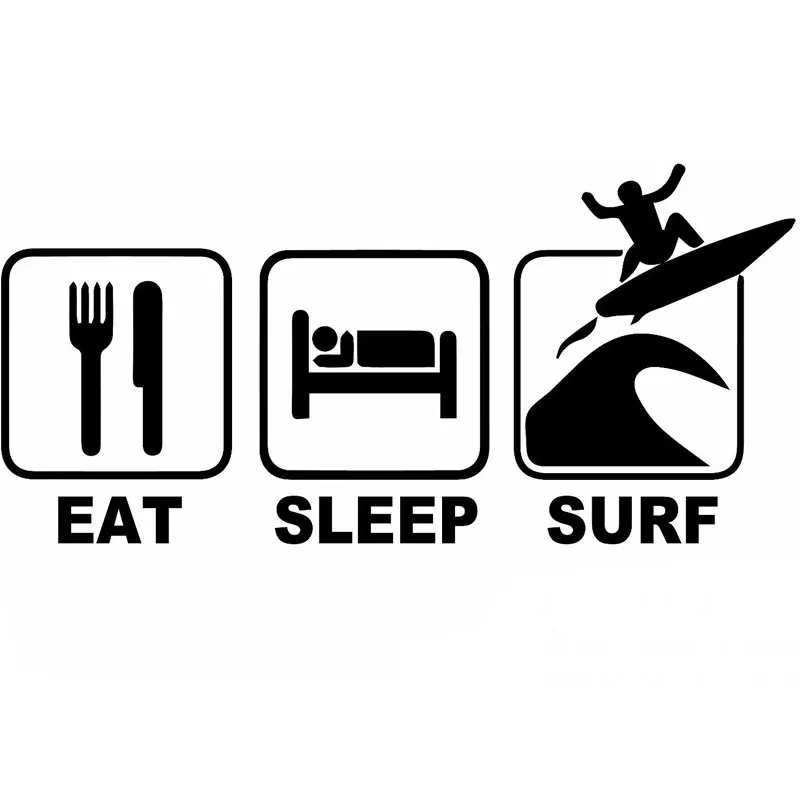 

Personality Car Sticker Reflective Decoration Eat Sleep Surf Car Styling Vinyl Decal Accessories PVC 18cm X 9cm