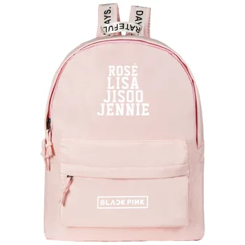 

Korean version BLACKPINK schoolbag double shoulder bag college style student travel bag female canvas schoolbag special price