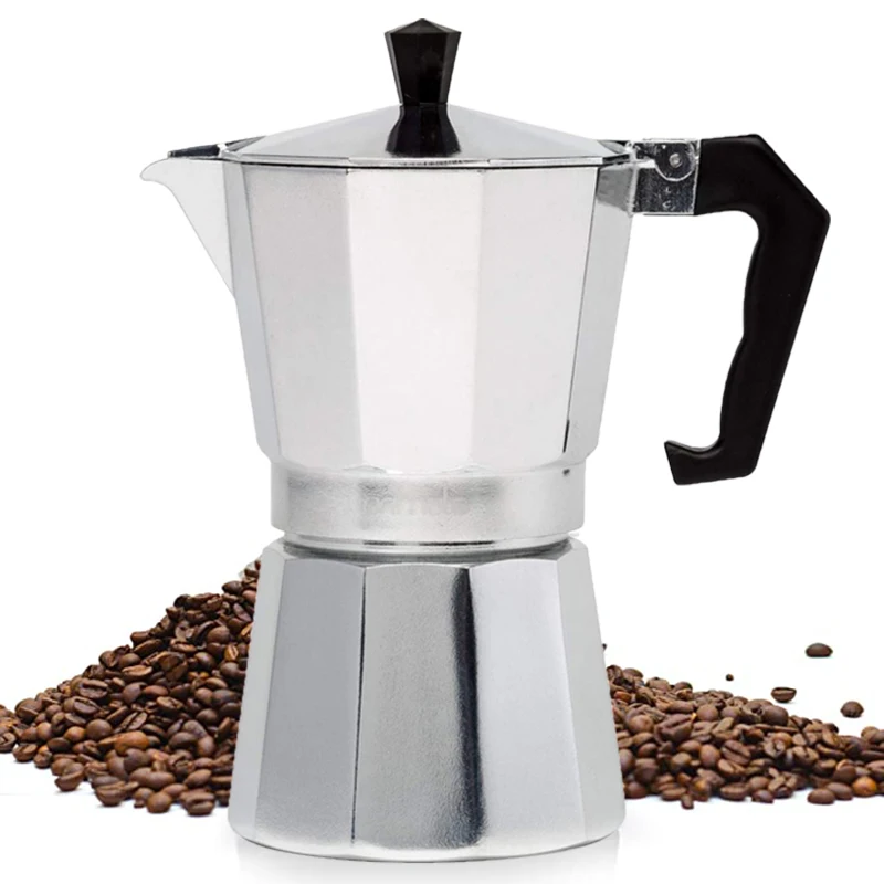 Cafetera eléctrica de expreso duradera, cafetera Moka percoladora práctica de 50/100/150ml