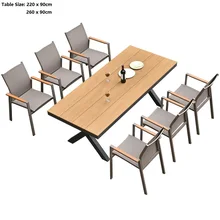 Малайский всепогодный открытый обеденный стол и стулья Alfreco/Патио Сад алюминиевые металлические столы/составная деревянная столешница