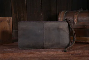

exquisite Crazy Horse Cowhide Wallet Men Long Genuine Leather Card Holder Wallets Simple Vintage Mens Clutch Purse Carteira D976