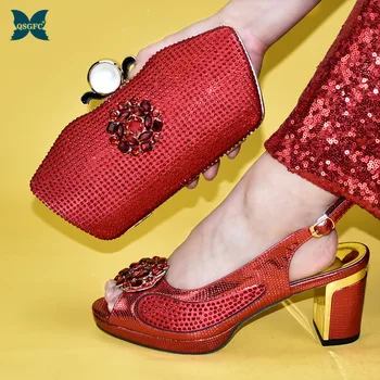

2019 Newest Latest Italian Design Matching Italian Shoe and Bag Set Wedding and Party African Shoes and Bag Set