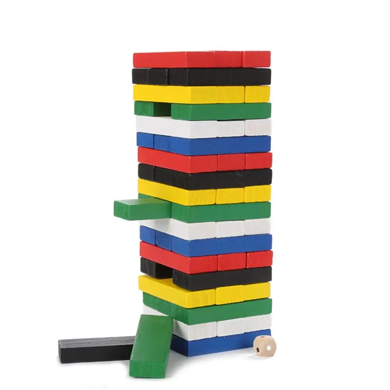 2021 New Wooden Stacking Board Games Building Blocks for Kids - 54 Pcs