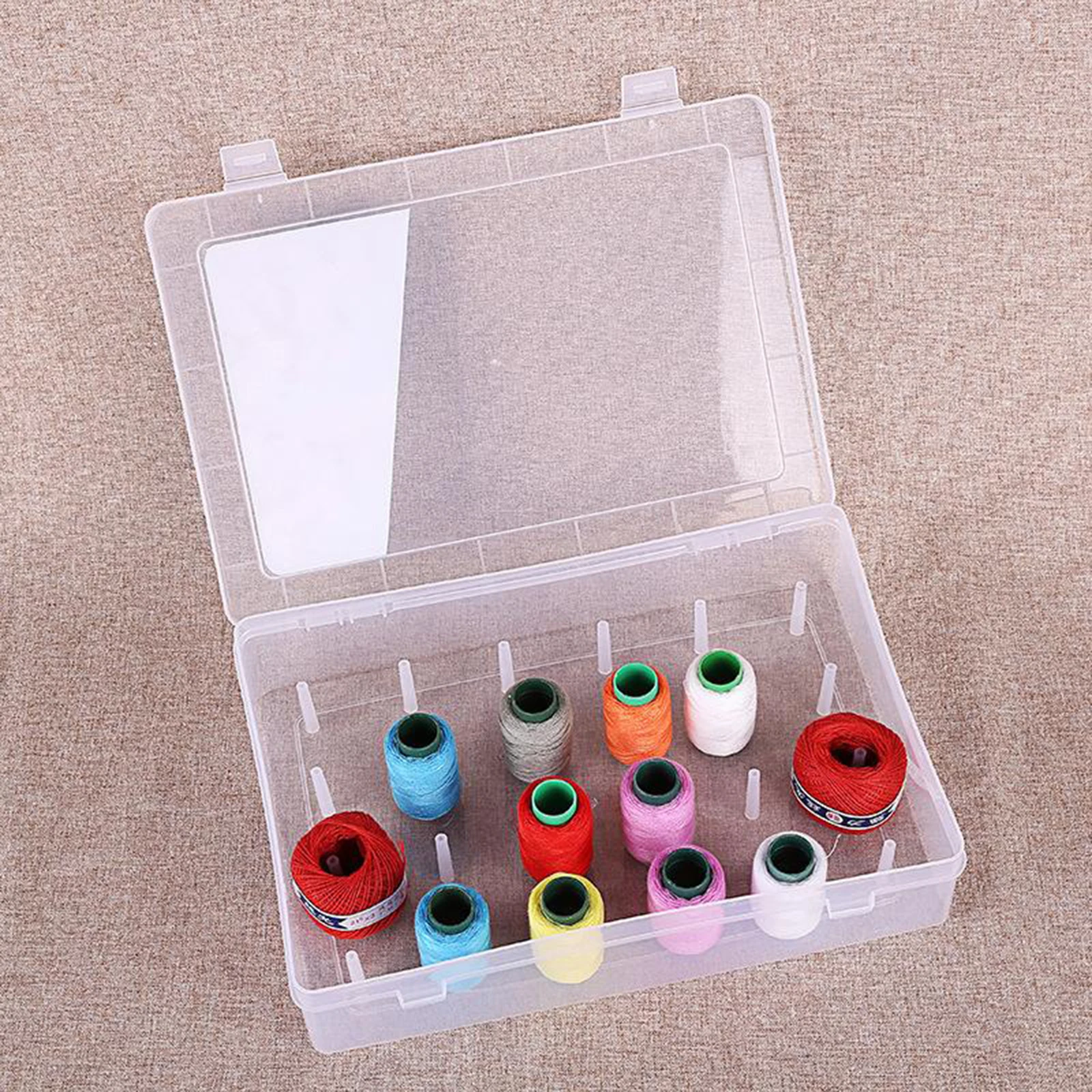 Empty Sew Threads Box 11x7.672.48 inch Durable Professional Sewing Yarn Spools Containers Storage Case with Support Poles