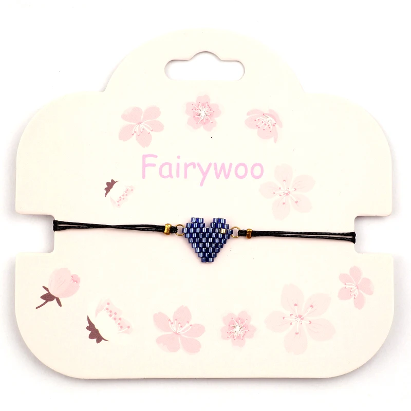FAIRYWOO, милый браслет в виде сердца, женские модные ювелирные изделия, Миюки, бусины, браслеты с подвесками, ручная работа, Богемия, веревка, шнурок, свисающий браслет
