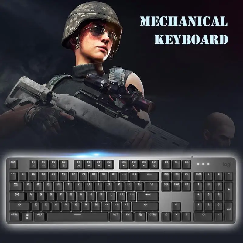 

Logitech K845 Keyboard ABS Multimedia Keys Full Bond No Punch 104 Key USB Wired Mechanical for Gamers with Multimedia Key