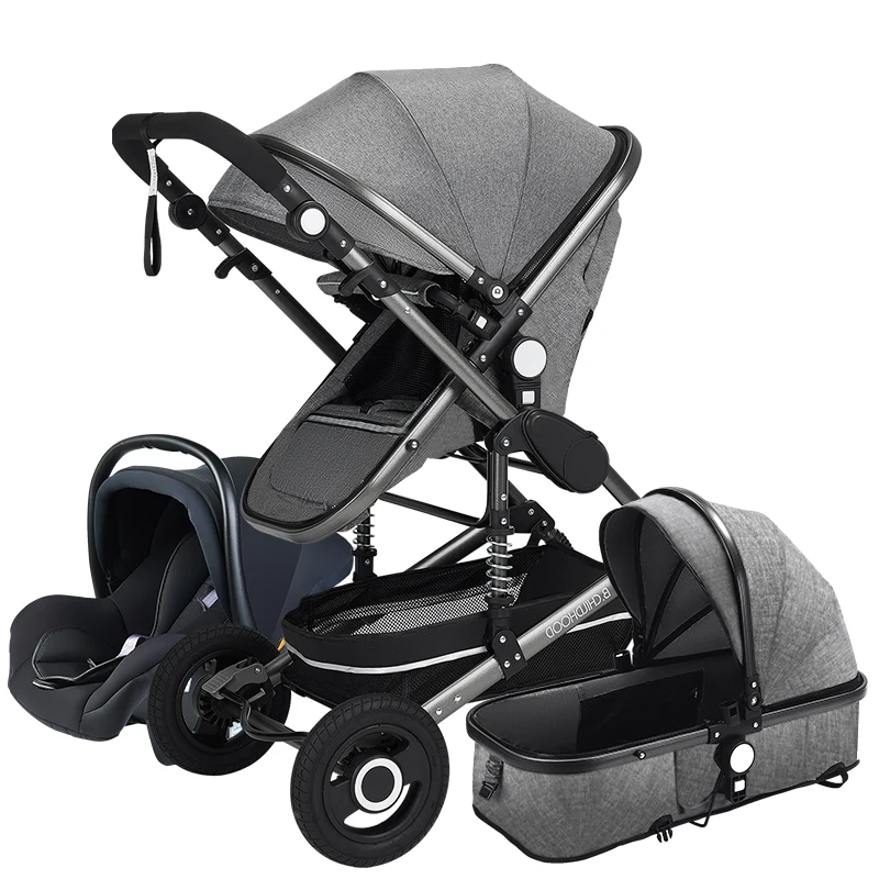 Baby Stroller 3 in 1 High Landscape Stroller Reclining Baby Carriage Foldable Bassinet Puchair Newborn