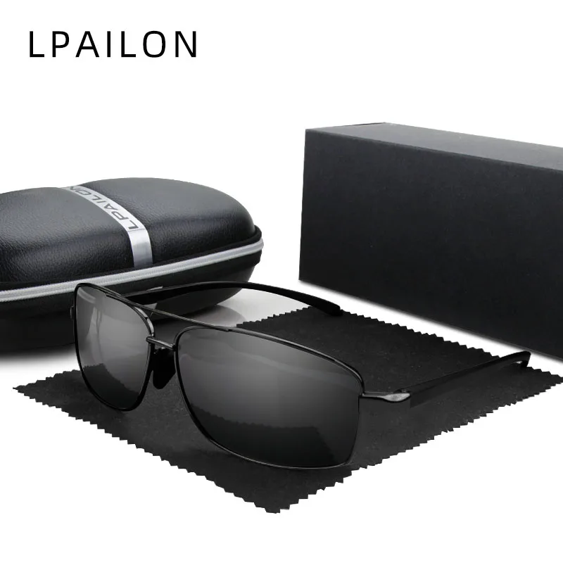 LPAILON квадратные Ретро Мужские поляризационные солнцезащитные очки винтажные классические ретро брендовые Дизайнерские мужские солнцезащитные очки водительские Оттенки UV400 - Цвет линз: Black Gray