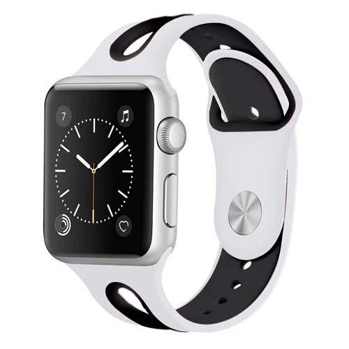 Силиконовый ремешок для apple watch band 44 мм correa pulseira apple watch 38 мм iwatch band 42 мм 40 мм браслет наручный ремешок для часов 5 4 3 - Цвет ремешка: white black