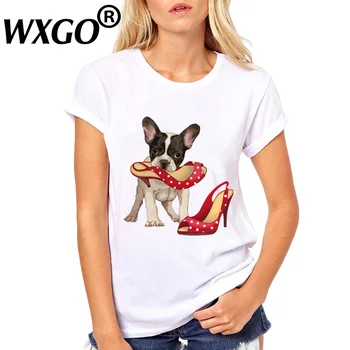 

New French Bulldog Tshirt Women T Shirt Short Sleeve T-shirt O-Neck Tops Tees Funny Pug Bad Dog Shoes Cartoon Printed Hip Hop
