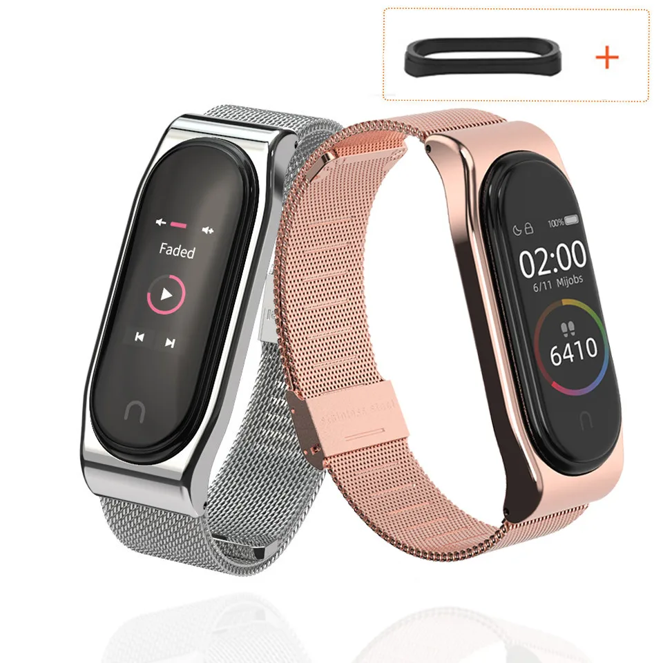Ремешок для Mi band 4 и 3 браслет из нержавеющей стали mi классический металлический