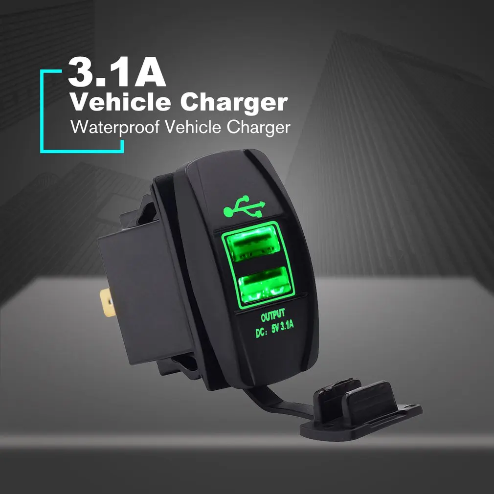 3.1A Универсальный Автомобильный мотоцикл двойной USB Автомобильное зарядное устройство DC12V-24V водонепроницаемый короткого замыкания защита от перегрева разъем питания