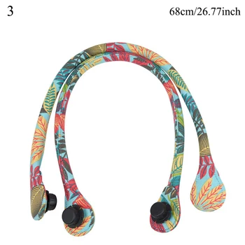 

1 Pair 45cm Canvas Flexible Obag Handles Floral Print Removable Handbag Handles Short Totes Bag Strap Hand Strap Bag Accessories
