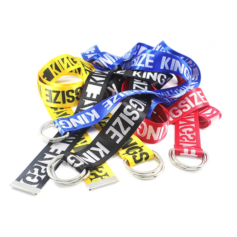 

Unisex Canvas Belt Fashion Letter Printed Waist Strap Hip Hop Punk Style Double D Ring Buckle jeans Pants Waistband Accessoryies