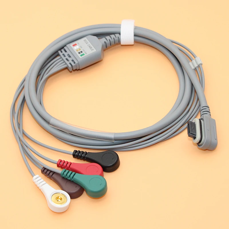 High quality 2008594-001 GE seer light holter record box 5 lead 2 channel ecg cable AHA snap electrode leadwire. |