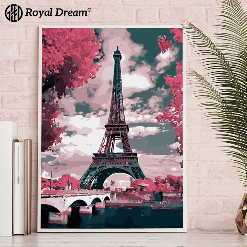 

Digital Oil Painting DIY Eiffel Painted Coloring Oil Painting Living Room Decorative Painting Entrance Electric Meter Box DIY De